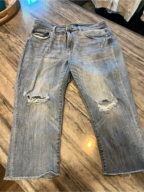 Judy Blue Distressed Cropped Skinny Jeans Raw Hem Medium Wash Size 18W